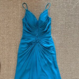 Zac Posen Turquoise Blue Ruched Maxi Dress